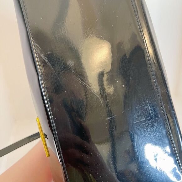 y2k Vintage Juicy Couture Hot Pink Black Patent Leather Tote Bag Purse - Picture 7 of 8